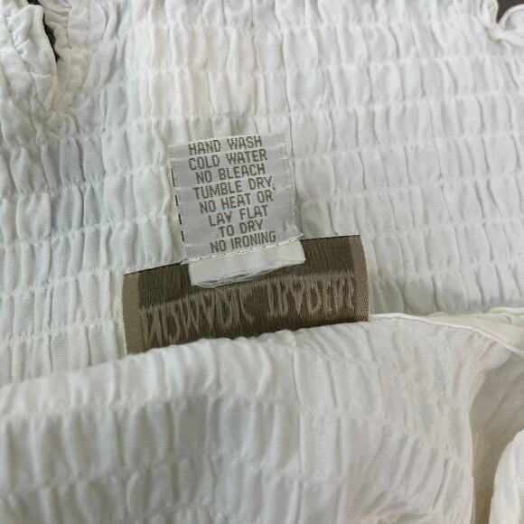 Nomadic Traders Fresco Top Womens XL White Smocked Button Front Boho Festival - Picture 6 of 8